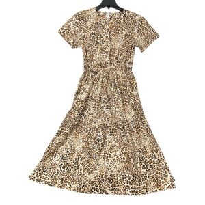 Grace + Karma Leopard Print Maxi Dress Women's M Short Sleeve V Neck Flowy NWT